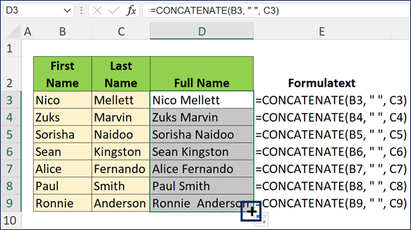 Fungsi CONCATENATE